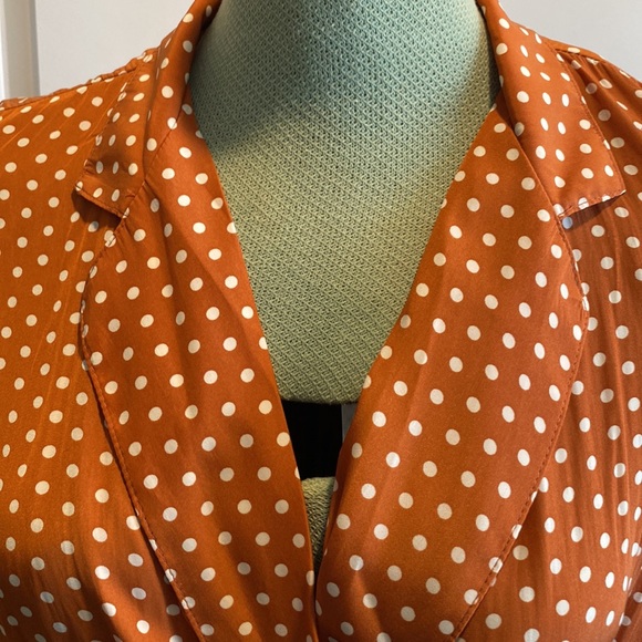 Smythe Burnt Orange Rust and Ivory Polka Dot Dress SZ 4/6 - Picture 6 of 11
